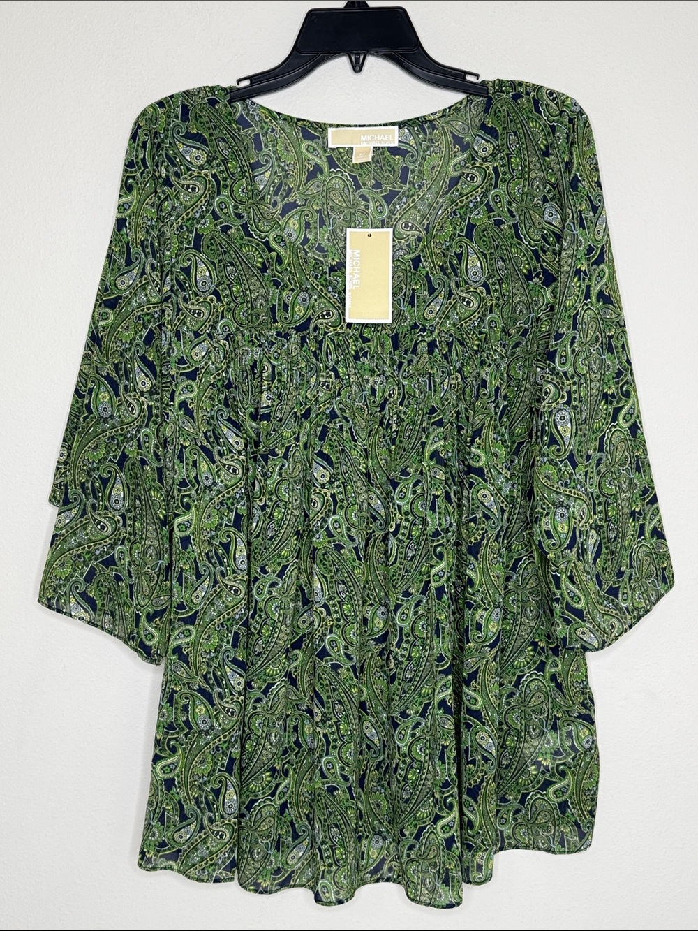 Michael Kors Green Paisley Scoop Neck Tunic 2X